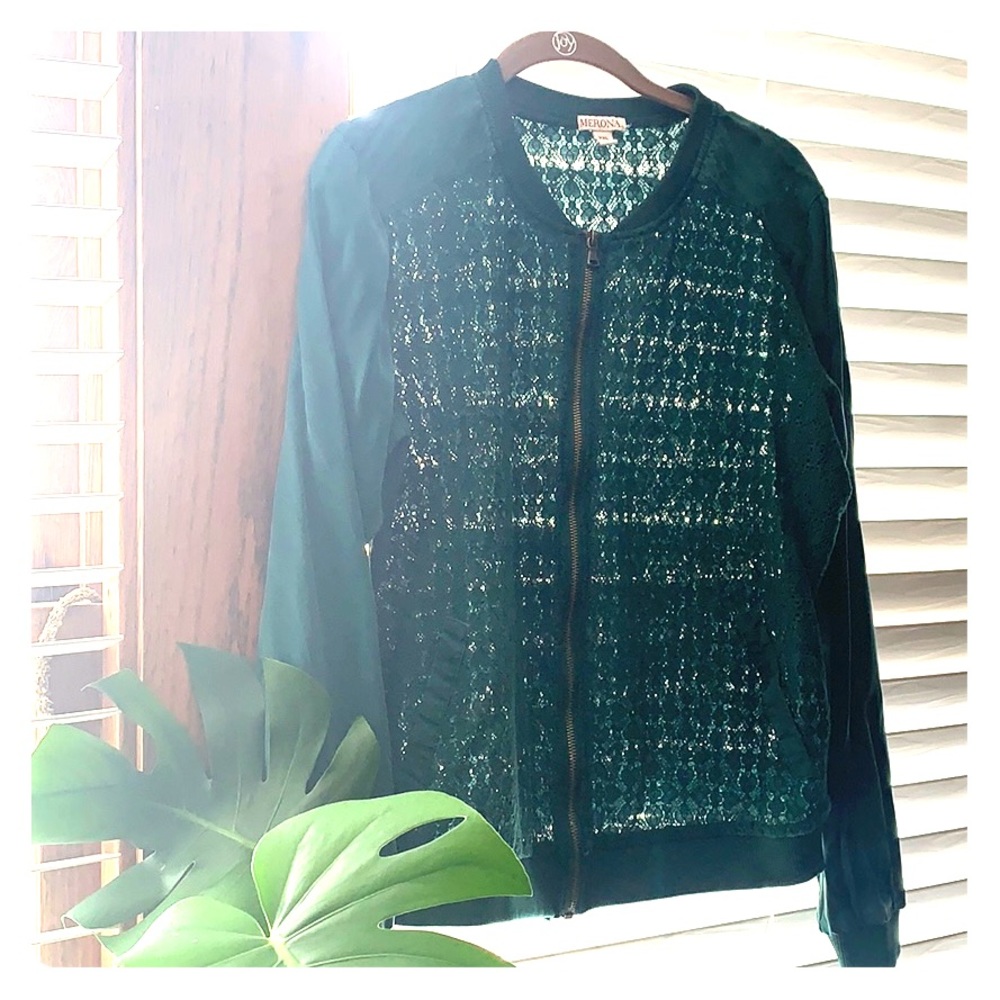 Merona Emerald Green Crochet Jacket